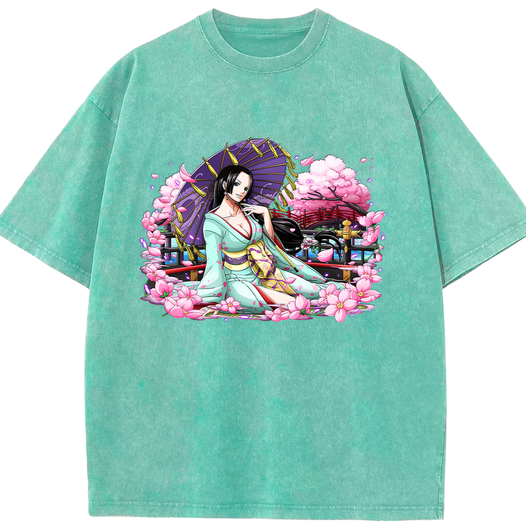 ワンピース ボア・ハンコック ONE PIECE Boa·Hancock 綿100% ヴィンテージ風 半袖Tシャツ（フロントプリント）